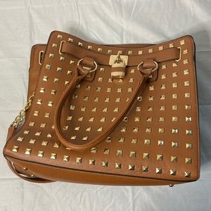 Brown- Gold Studded Hand Bag